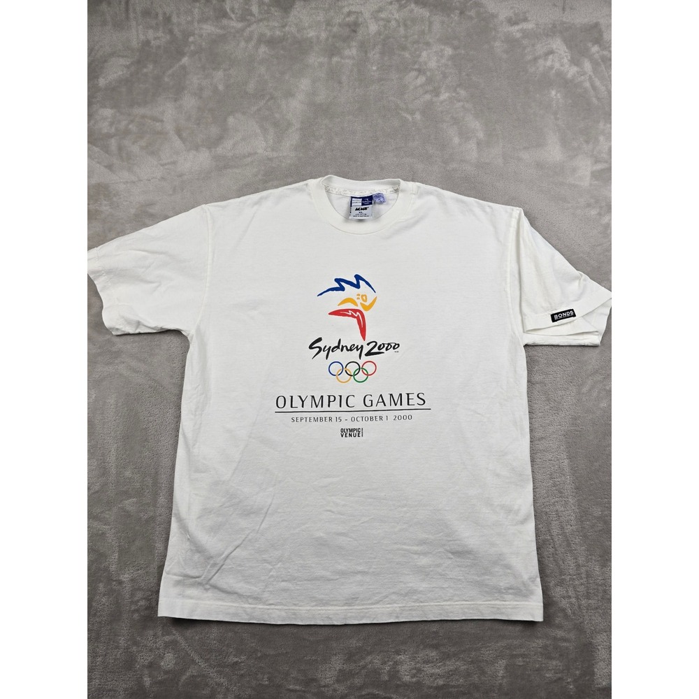 Vintage ACME T-Shirt Mens‎ XL White Sydney 2000 Olympic Games Made Australia Y2K